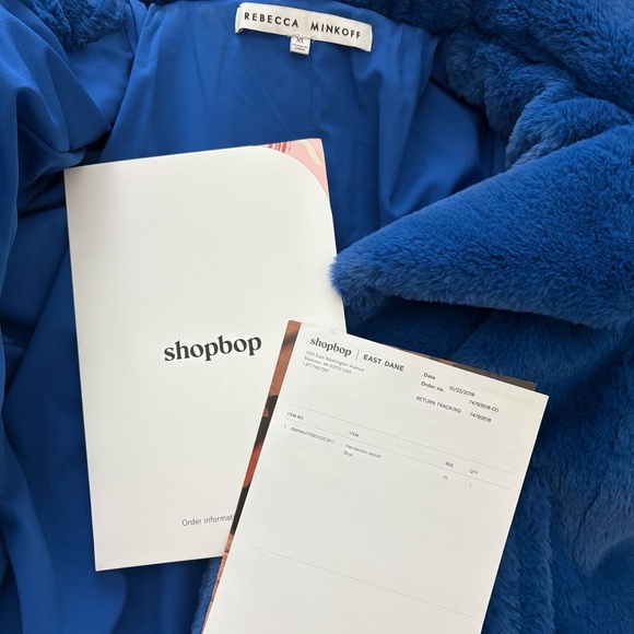 Rebecca Minkoff Cobalt Blue Henderson Faux Fur Moto Jacket Coat - Picture 8 of 10